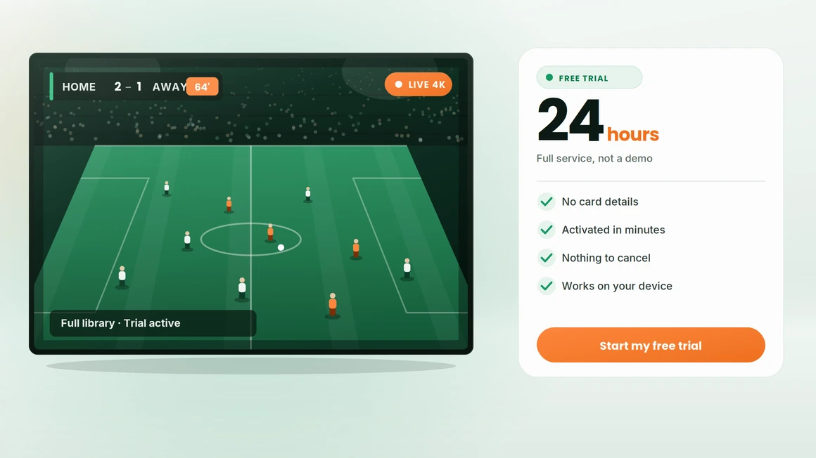 Free 24 hour IPTV trial in Ireland streaming 4K channels on a Firestick