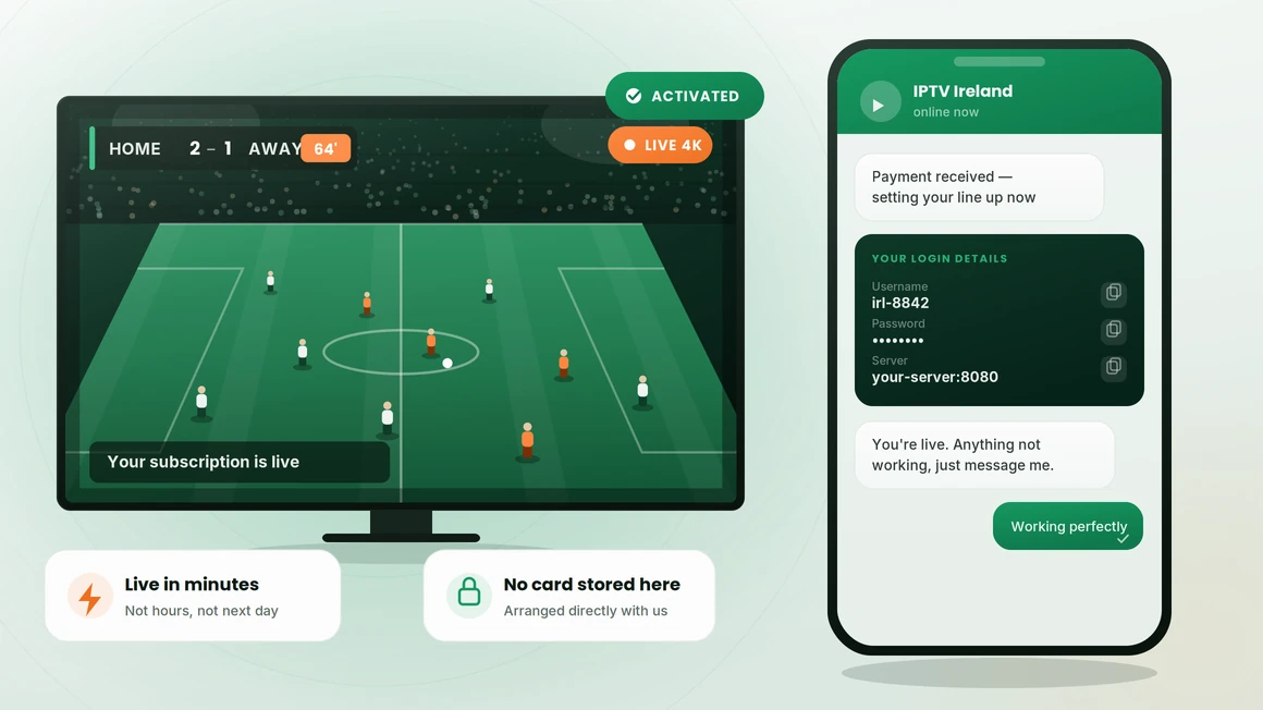 IPTV subscription Ireland plans with 4K channels and instant activation